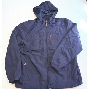 Outdoor Mens 5XL Navy Blue Hooded Windbreaker Waterproof Breathable Jacket